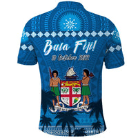 Bula Fiji Day Polo Shirt Fijian Tapa with Palm Tree 52nd Anniversary LT13 - Wonder Print Shop