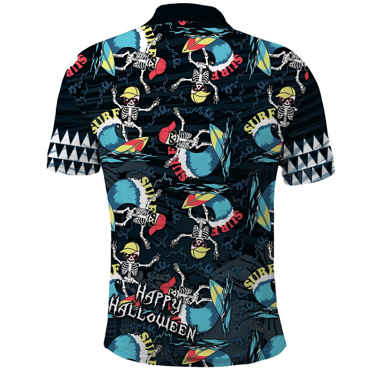 Hawaii Skeleton Surf Polo Shirt Halloween Hawaiian Tribal LT13 - Wonder Print Shop