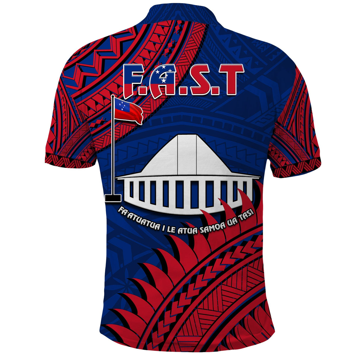 F.A.S.T Samoa Polo Shirt Samoan Coat Of Arms Polynesian Pattern - Wonder Print Shop