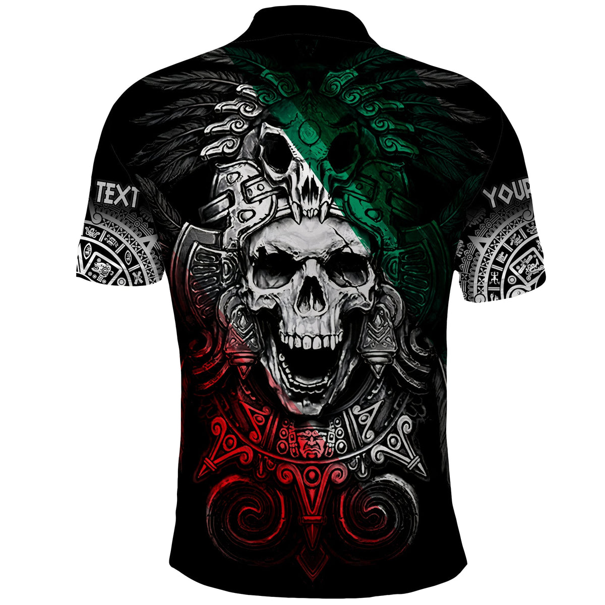 Custom Mexico Polo Shirt Skull Eagle Aztec LT13 - Wonder Print Shop