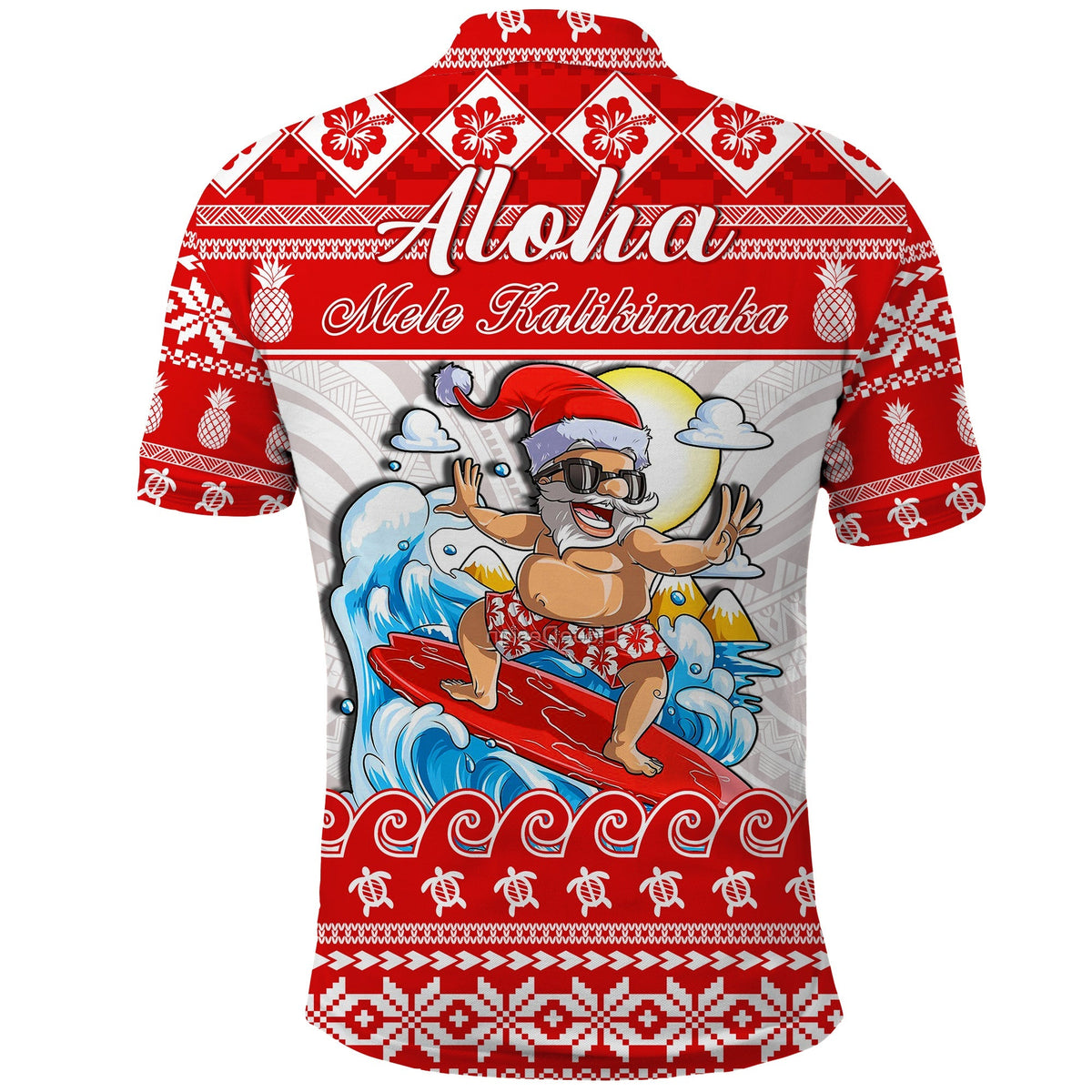 Custom Christmas Hawaii Polo Shirt Surfing Santa Mele Kalikimaka Polynesian - Wonder Print Shop