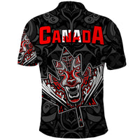 Canada Wolf Polo Shirt Haida and Maple Leaf LT13 - Wonder Print Shop