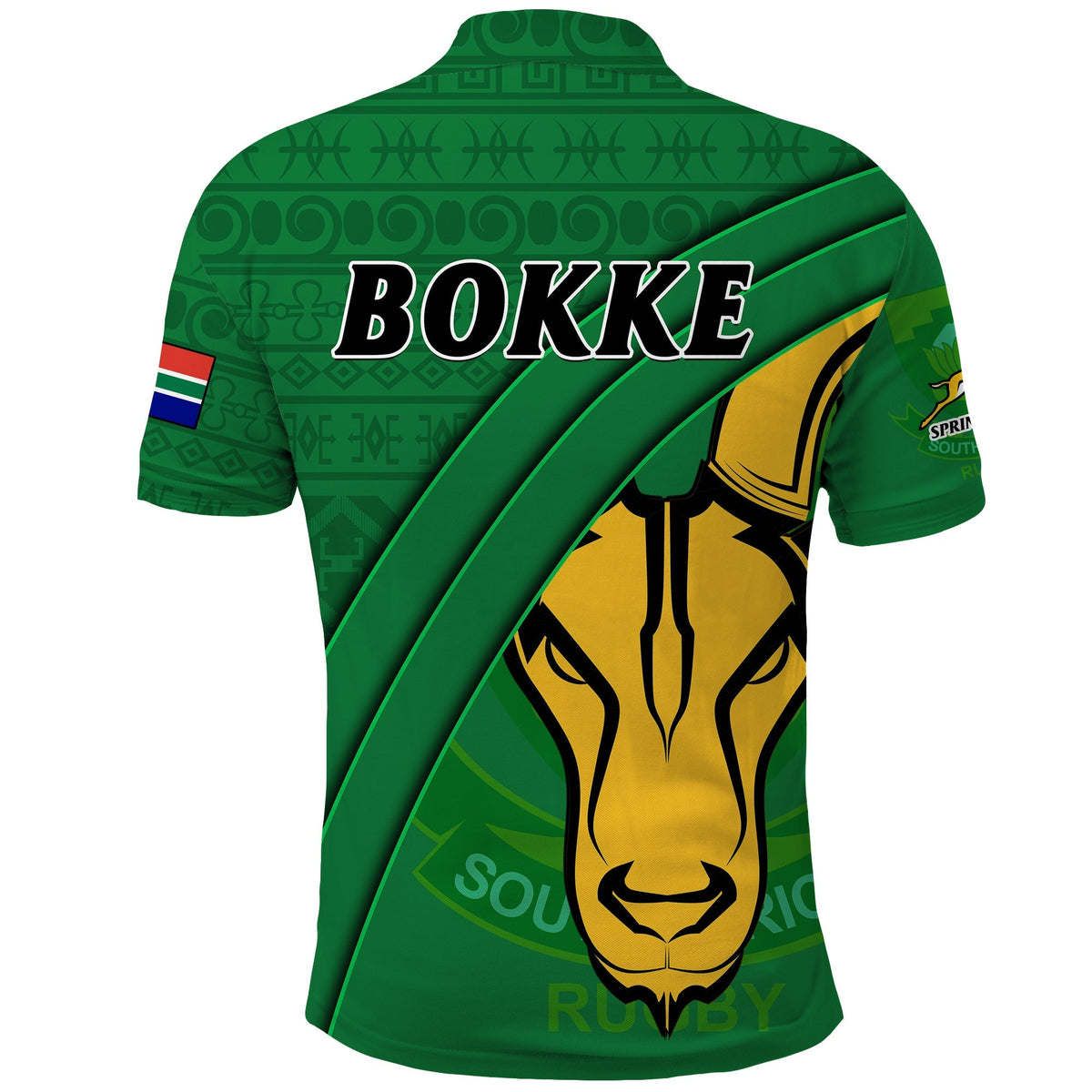 South Africa Rugby Polo Shirt Bokke Springbok With African Pattern Stronger Together - Wonder Print Shop