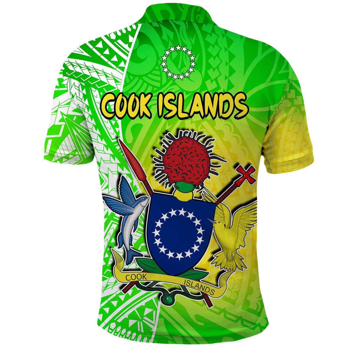 Happy Mangaia Gospel Day Polo Shirt Cook Islands Coat of Arms Polynesian Pattern - Wonder Print Shop