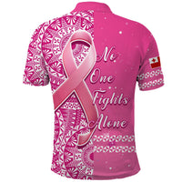Tonga Breast Cancer Polo Shirt Tongan Ngatu Pattern No One Fights Alone - Wonder Print Shop