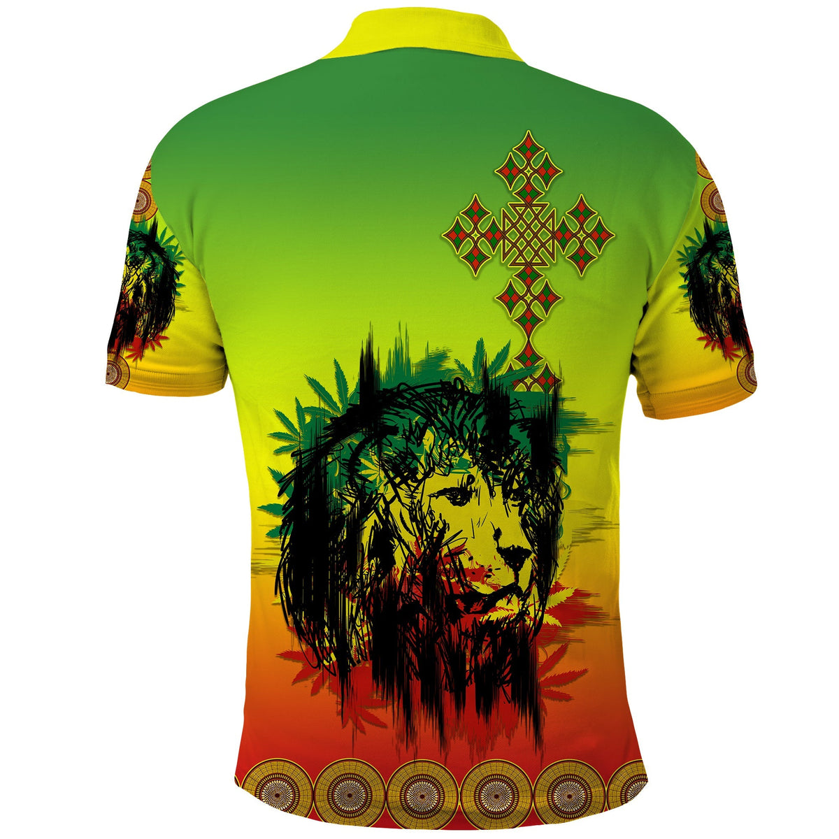 Ethiopia Polo Shirt Cross Mix Lion Colorful Style - Wonder Print Shop
