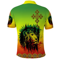 Ethiopia Polo Shirt Cross Mix Lion Colorful Style - Wonder Print Shop