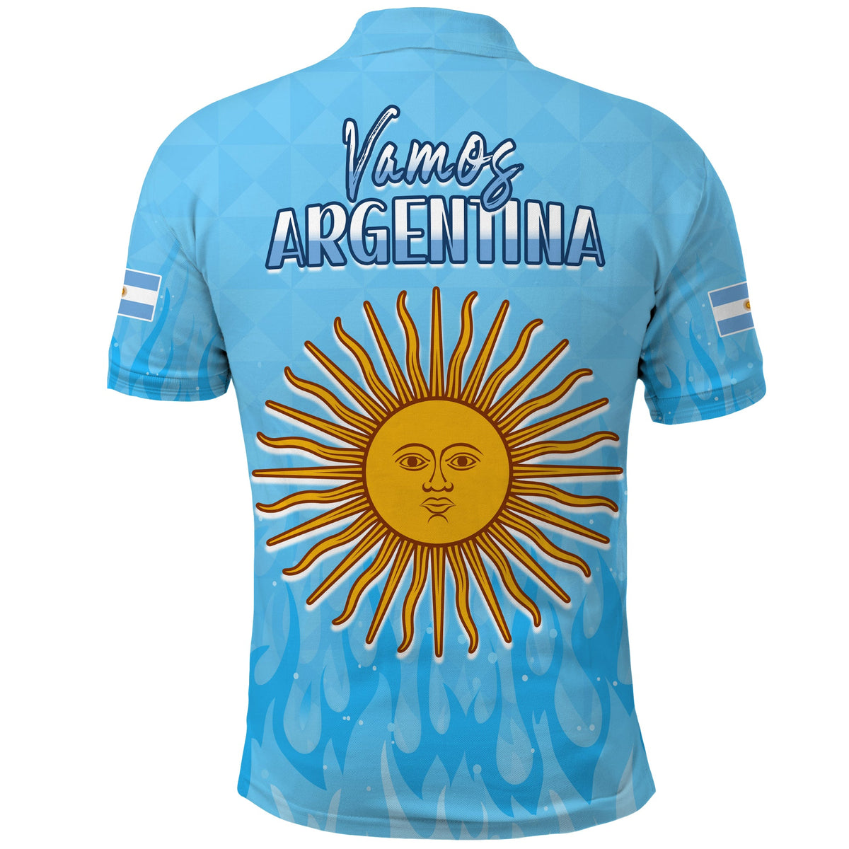 Argentina Football Polo Shirt Vamos Sky Champions World Cup Fire LT13 - Wonder Print Shop