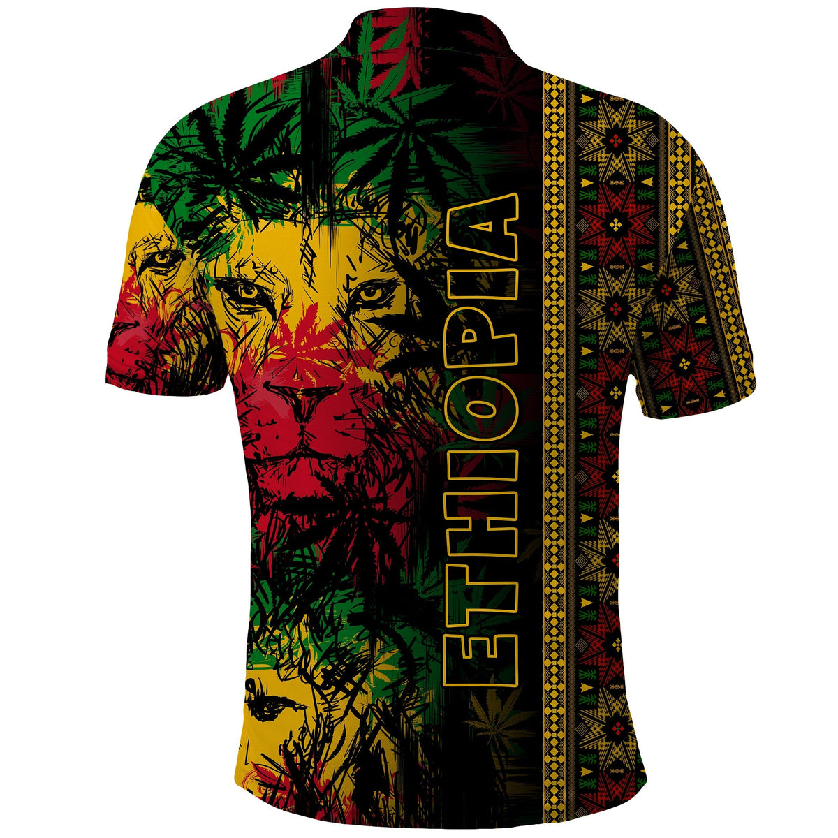 Ethiopia Lion Reggae Polo Shirt Ethiopian Cross LT13 - Wonder Print Shop