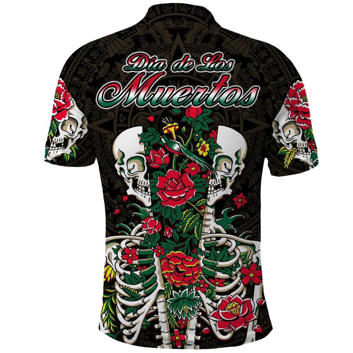 Mexico Polo Shirt Floral Skull Dia De Los Muertos - Wonder Print Shop