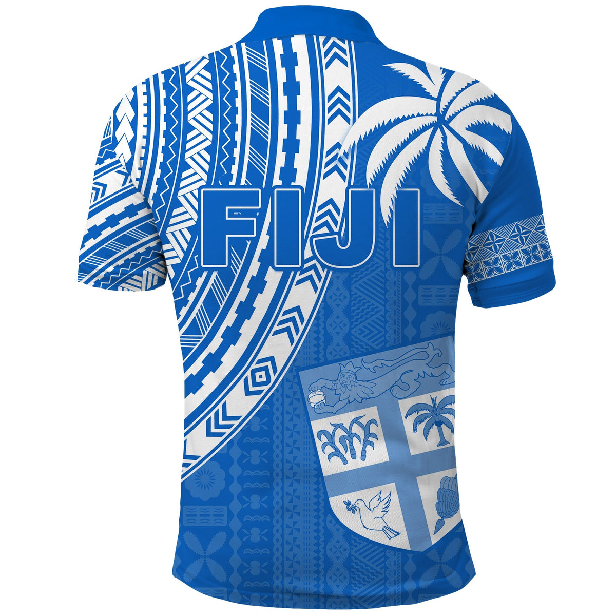 Fiji Rugby Sevens Polo Shirt Fijian 7s Tapa Polynesian Blue Ver.01 LT13 - Wonder Print Shop