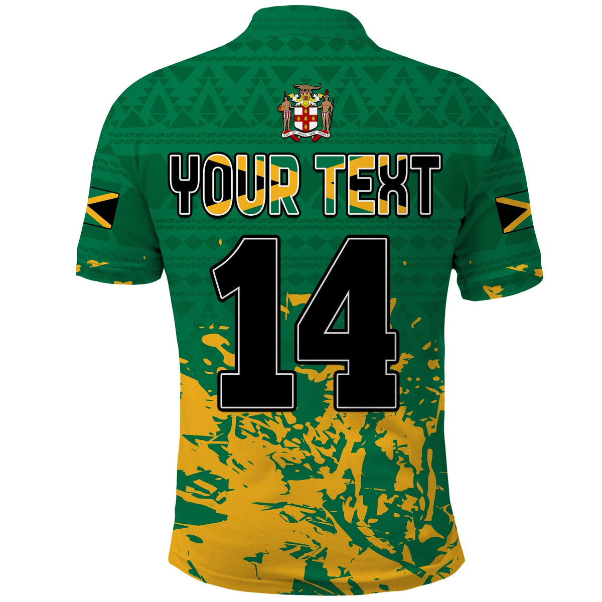 (Custom Text and Number) Jamaica Athletics Polo Shirt Jamaican Flag With African Pattern Sporty Style - Wonder Print Shop