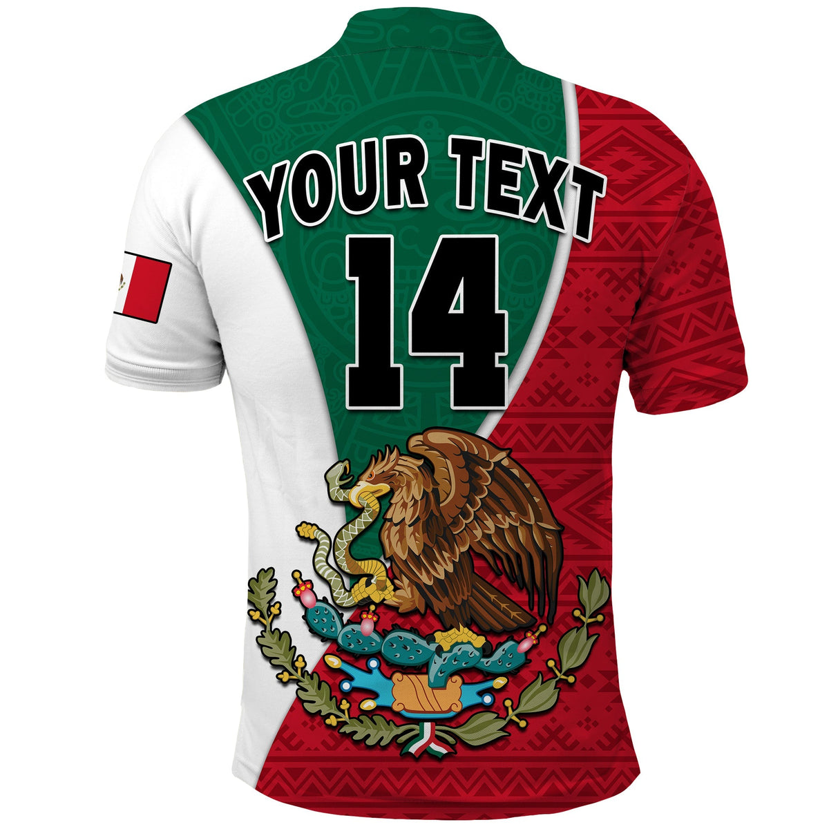 (Custom Text and Number) Mexico Polo Shirt Mexican Aztec Pattern - Wonder Print Shop