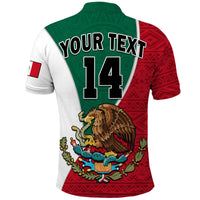 (Custom Text and Number) Mexico Polo Shirt Mexican Aztec Pattern - Wonder Print Shop