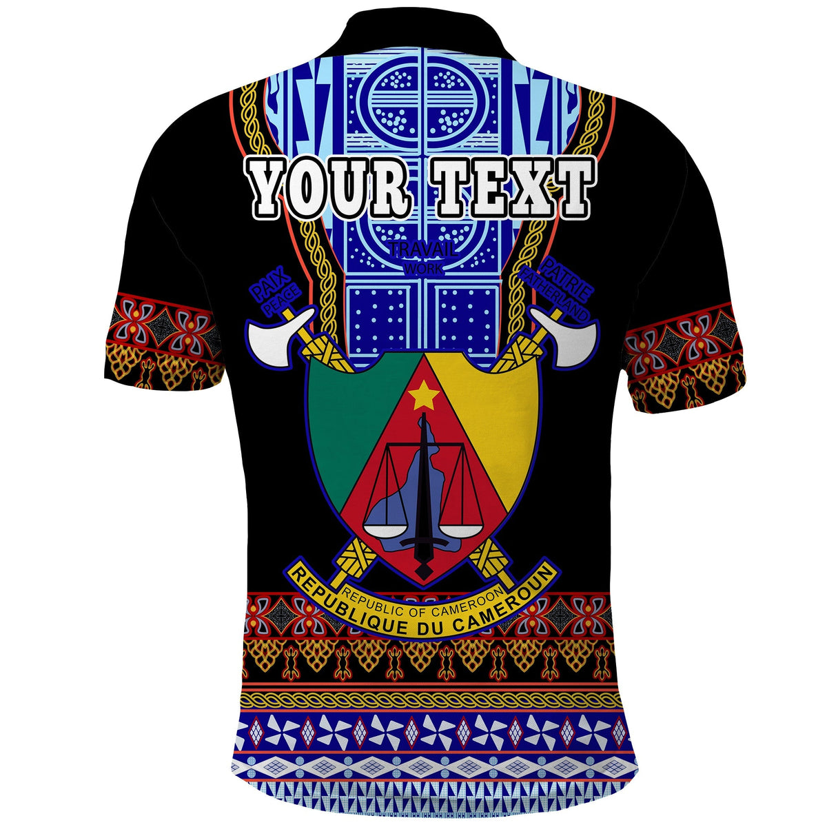 Custom Cameroon Polo Shirt Atoghu Pattern Black Style - Wonder Print Shop