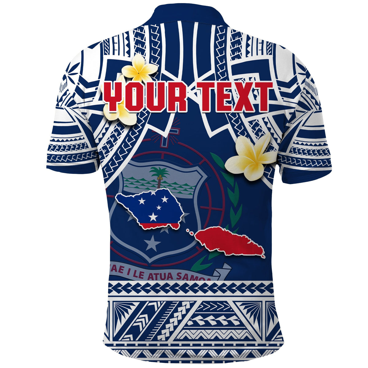 Custom Samoa Polo Shirt Samoan Plumeria Flowers Mix Polynesian Pattern - Wonder Print Shop