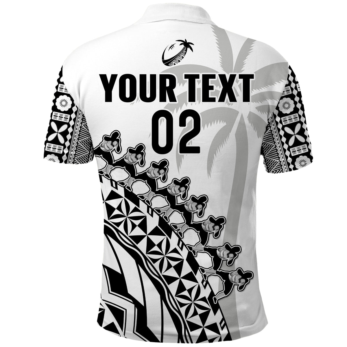 Custom Text And Number Fiji Rugby Polo Shirt Fijian Cibi Dance Tapa Pattern White - Wonder Print Shop