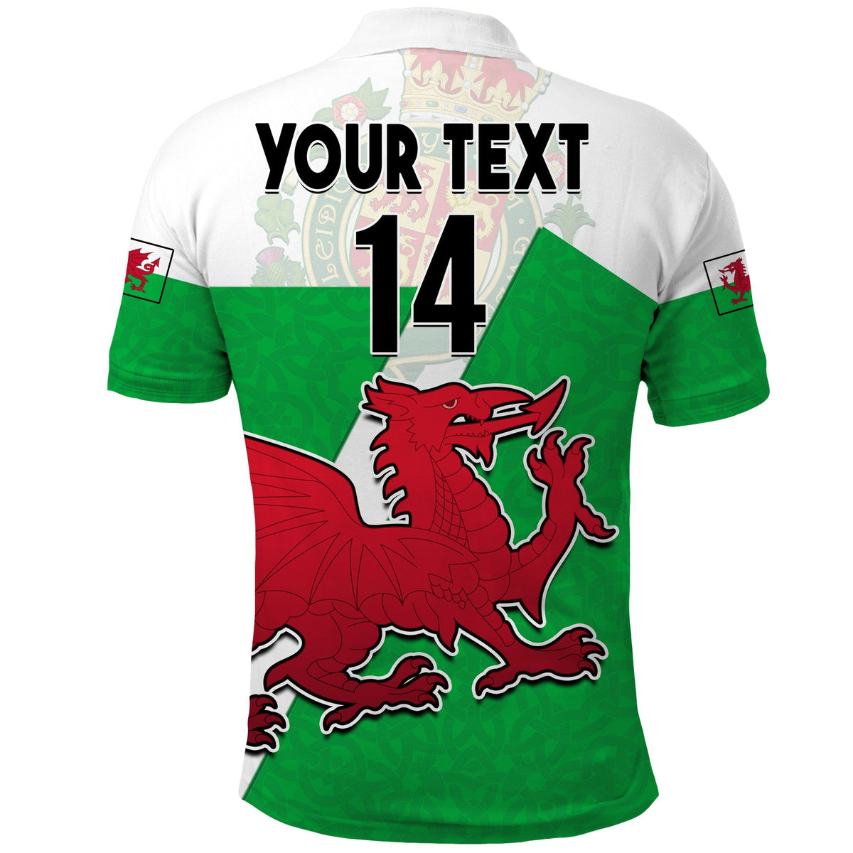 (Custom Text And Number) Wales Football Polo Shirt Come On Welsh Dragons With Celtic Knot Pattern - Wonder Print Shop