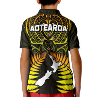 Aotearoa Fern Polo Shirt New Zealand Hei Tiki Gold Style LT13 - Wonder Print Shop