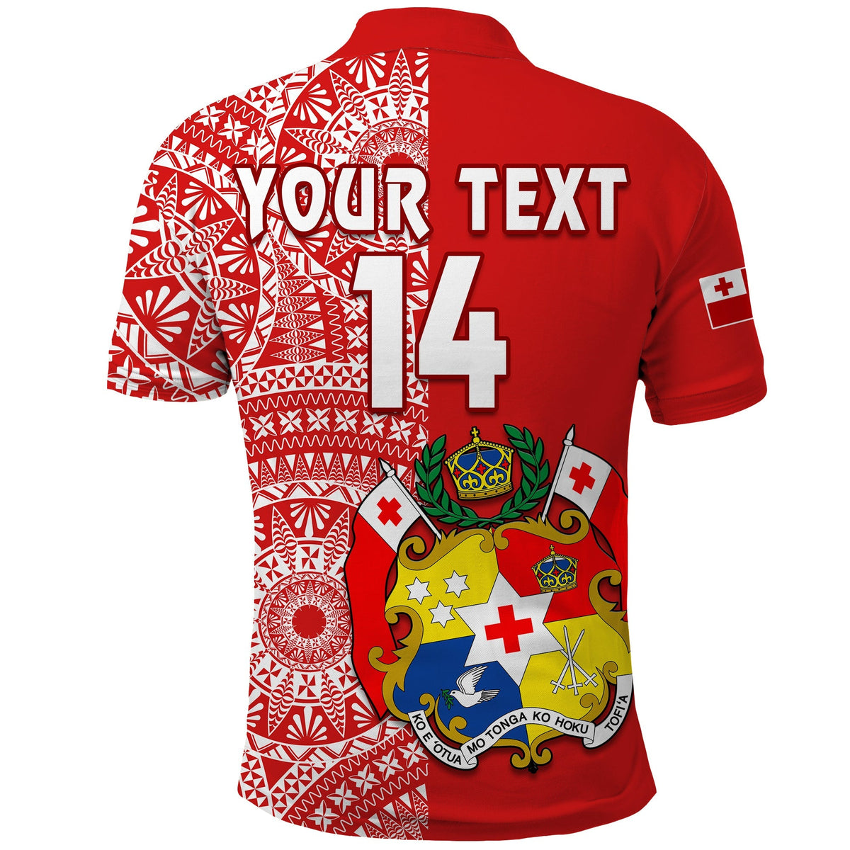 Custom Text And Number Tonga Polo Shirt Tongan Coat Of Arms Ngatu Pattern - Wonder Print Shop