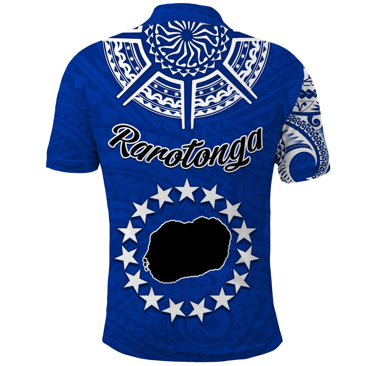 Rarotonga Cook Islands Polo Shirt Turtle and Map Style Blue LT13 - Wonder Print Shop