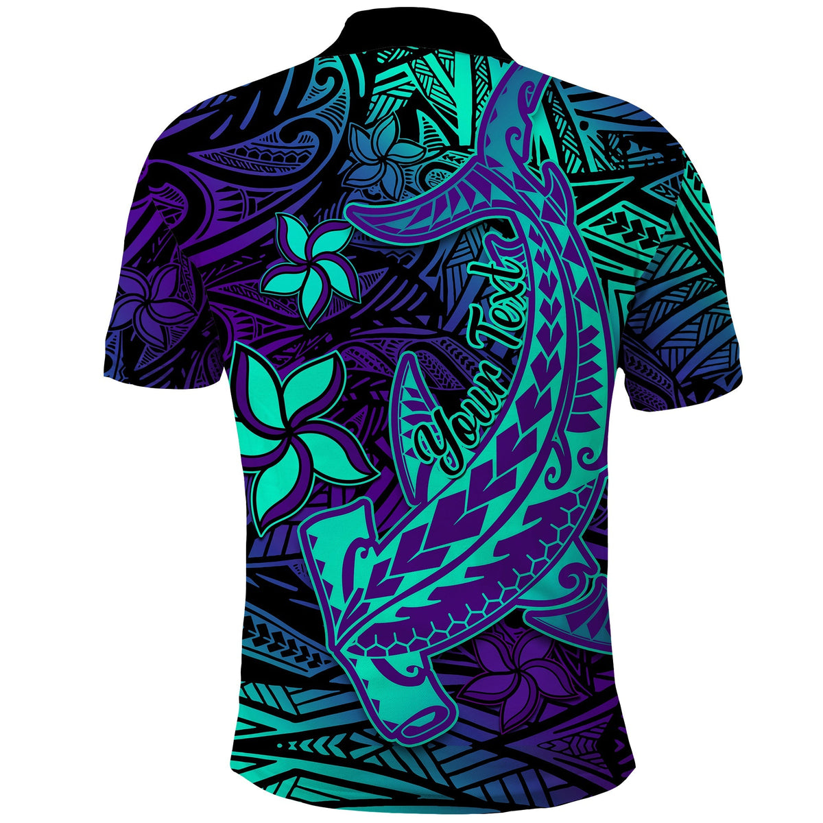 Custom Polynesian Polo Shirt Purple Paradise Hawaiian Tribal Hammerhead Shark - Wonder Print Shop