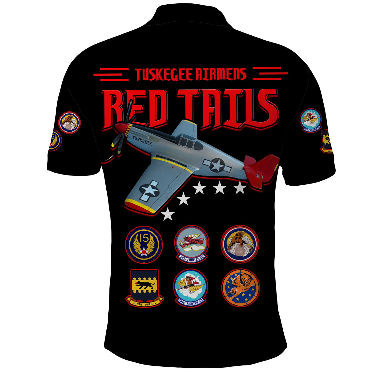 Custom Tuskegee Airmen Polo Shirt US Military Black Red Tails LT13 - Wonder Print Shop