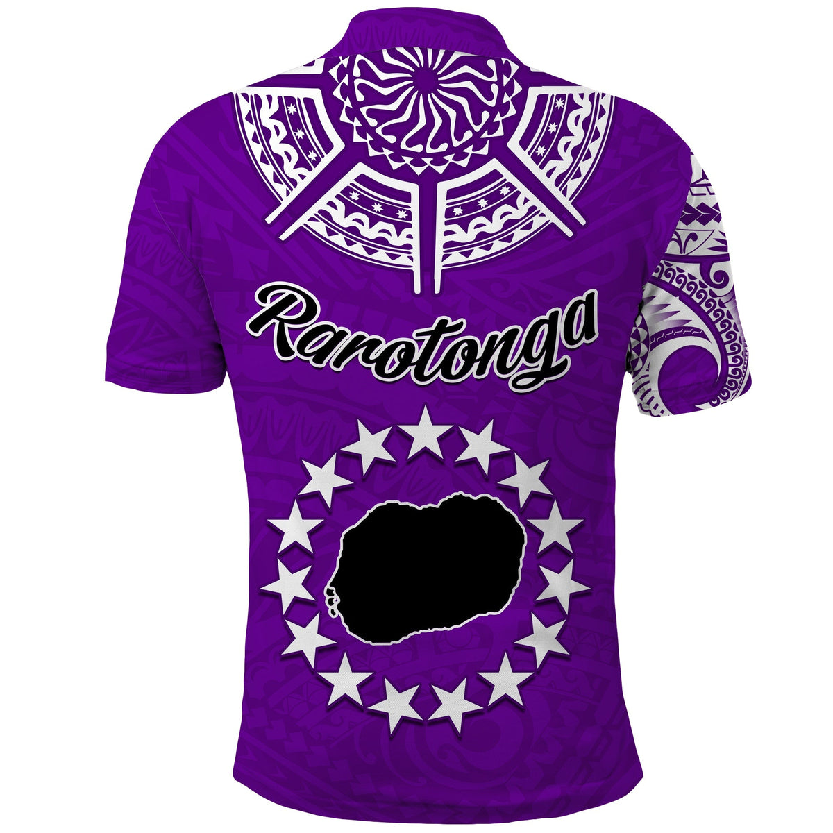 Rarotonga Cook Islands Polo Shirt Turtle and Map Style Purple LT13 - Wonder Print Shop