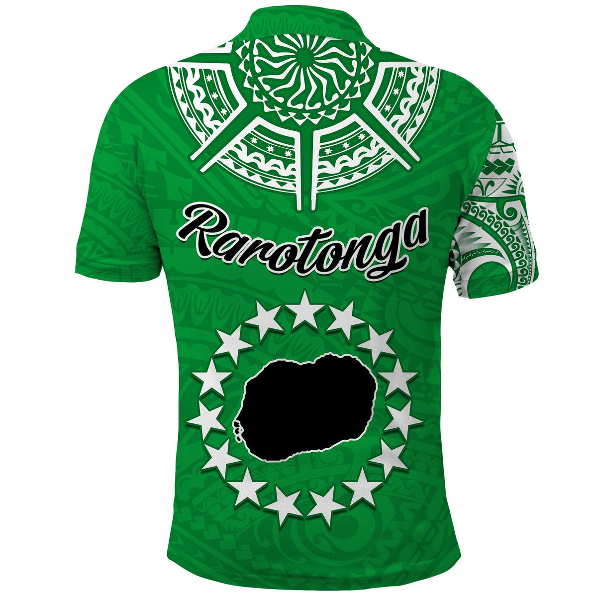 Rarotonga Cook Islands Polo Shirt Turtle and Map Style Green LT13 - Wonder Print Shop