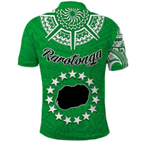 Rarotonga Cook Islands Polo Shirt Turtle and Map Style Green LT13 - Wonder Print Shop