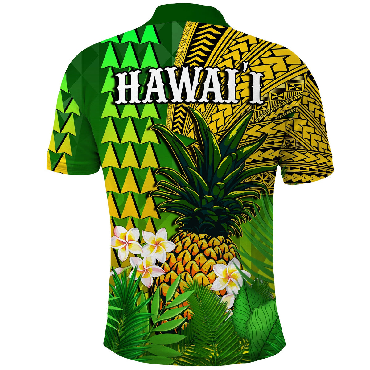 Hawaii Pineapple Polo Shirt Plumeria Frangipani Mix Tribal Pattern LT13 - Wonder Print Shop