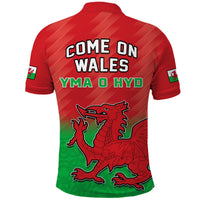 Wales Football Polo Shirt Football 2022 Come On Cymru Yma O Hyd - Wonder Print Shop