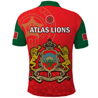 Morocco Football Polo Shirt Atlas Lions Red Football 2022 - Wonder Print Shop