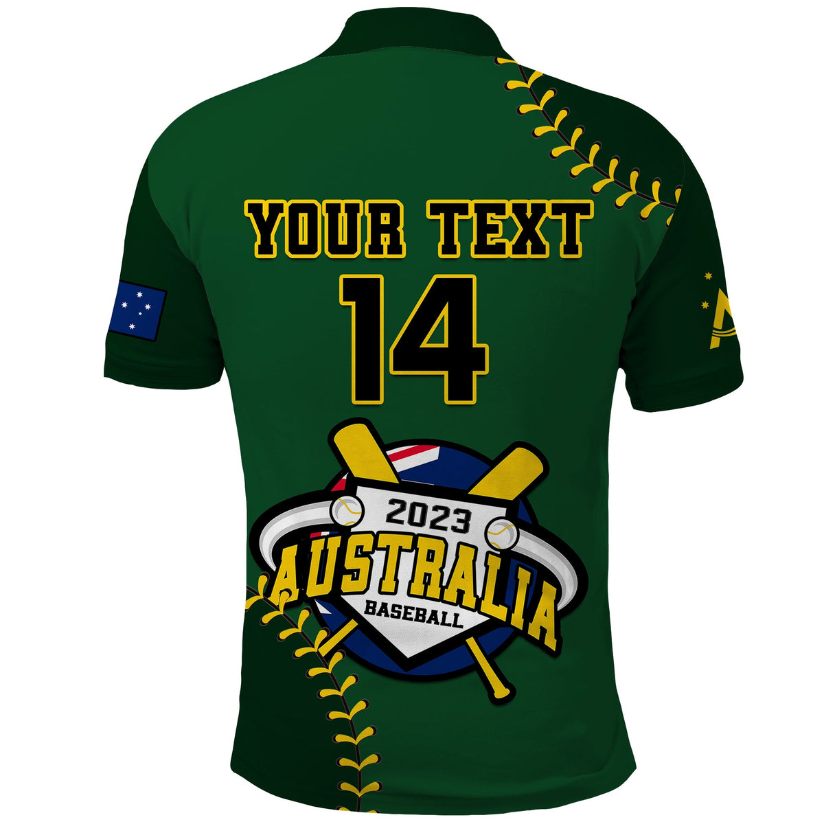 (Custom Text And Number) Australia Baseball Polo Shirt 2023 Go Aussie - Wonder Print Shop