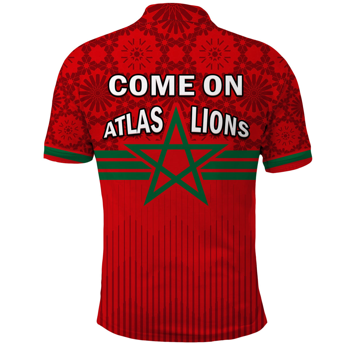 Morocco Football Polo Shirt Football 2022 Red Moroccan Pattern - Wonder Print Shop