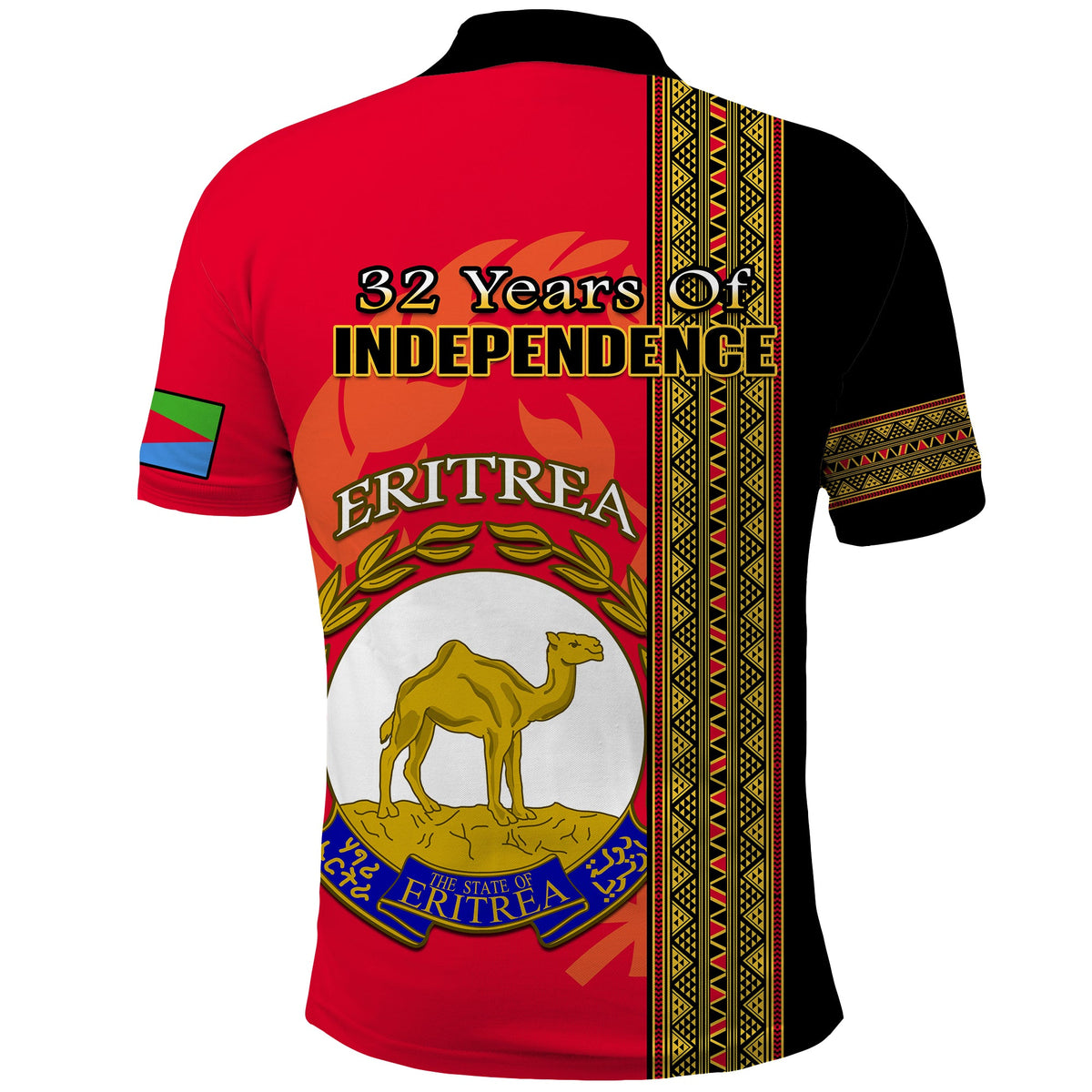 Eritrea Polo Shirt African Pattern Happy Independence Day Version Black - Wonder Print Shop