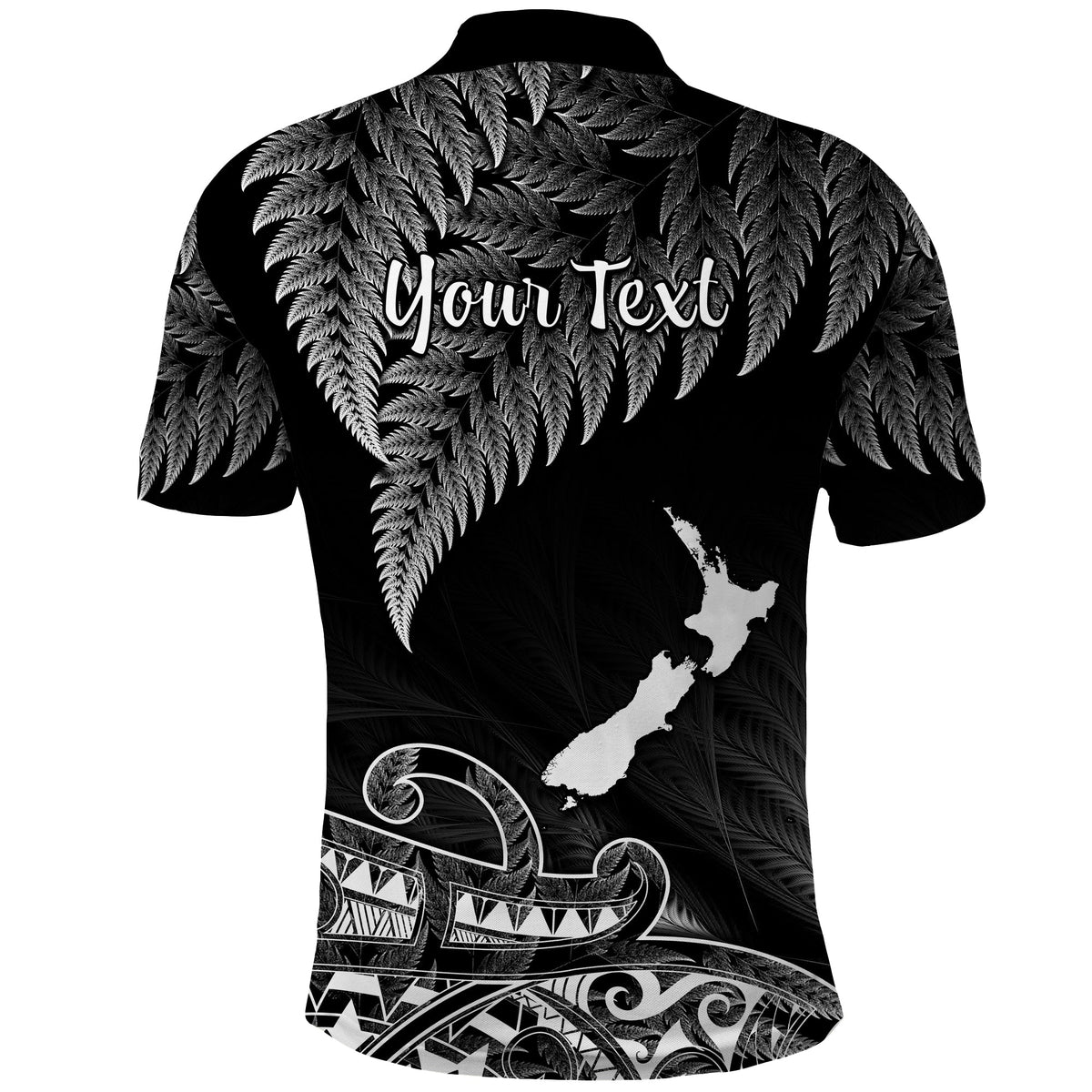 Custom New Zealand Silver Fern Polo Shirt Aotearoa Map Maori - Wonder Print Shop