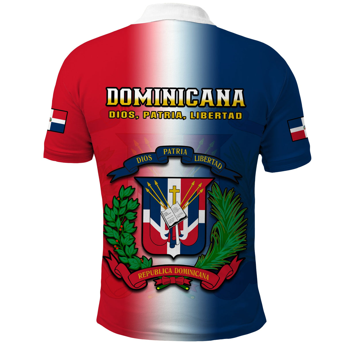 Dominican Republic Polo Shirt Dominicana Coat Of Arms Gradient Style - Wonder Print Shop