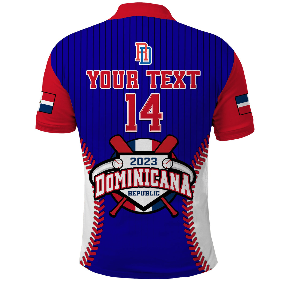 (Custom Text And Number) Dominican Republic Baseball Polo Shirt 2023 Version Blue - Wonder Print Shop