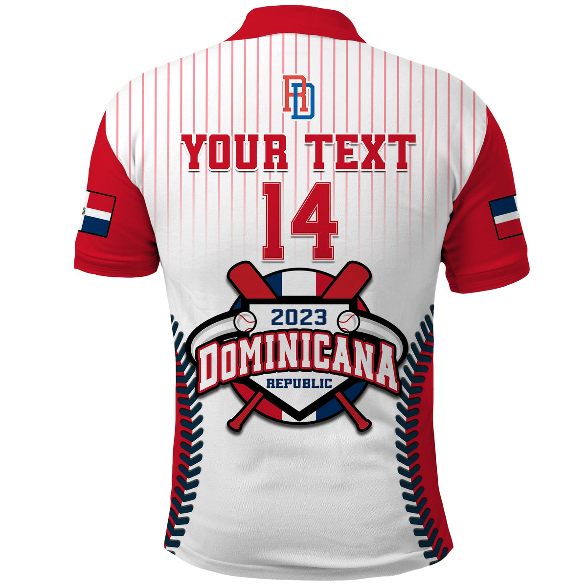 (Custom Text And Number) Dominican Republic Baseball Polo Shirt 2023 Version White - Wonder Print Shop