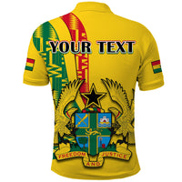 Custom Ghana Polo Shirt Ghanan Coat Of Arms Mix Kente Pattern - Wonder Print Shop