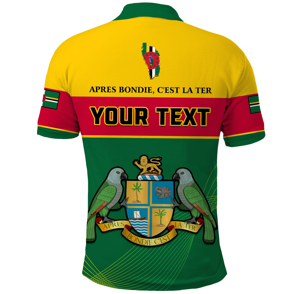 Custom Dominica Polo Shirt Dominican Coat Of Arms With Map - Wonder Print Shop