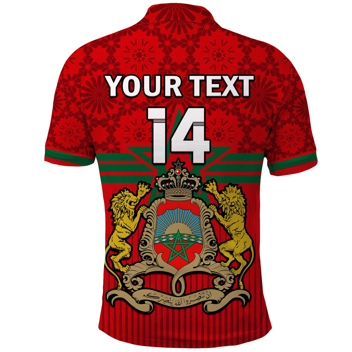 (Custom Text And Number) Morocco Football Polo Shirt Football 2022 Red Moroccan Pattern - Wonder Print Shop