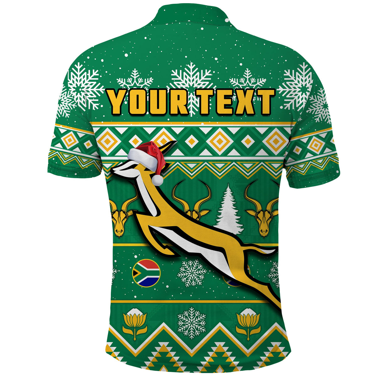Custom South Africa Rugby Polo Shirt Christmas Springboks Proud Geseende Kersfees - Wonder Print Shop