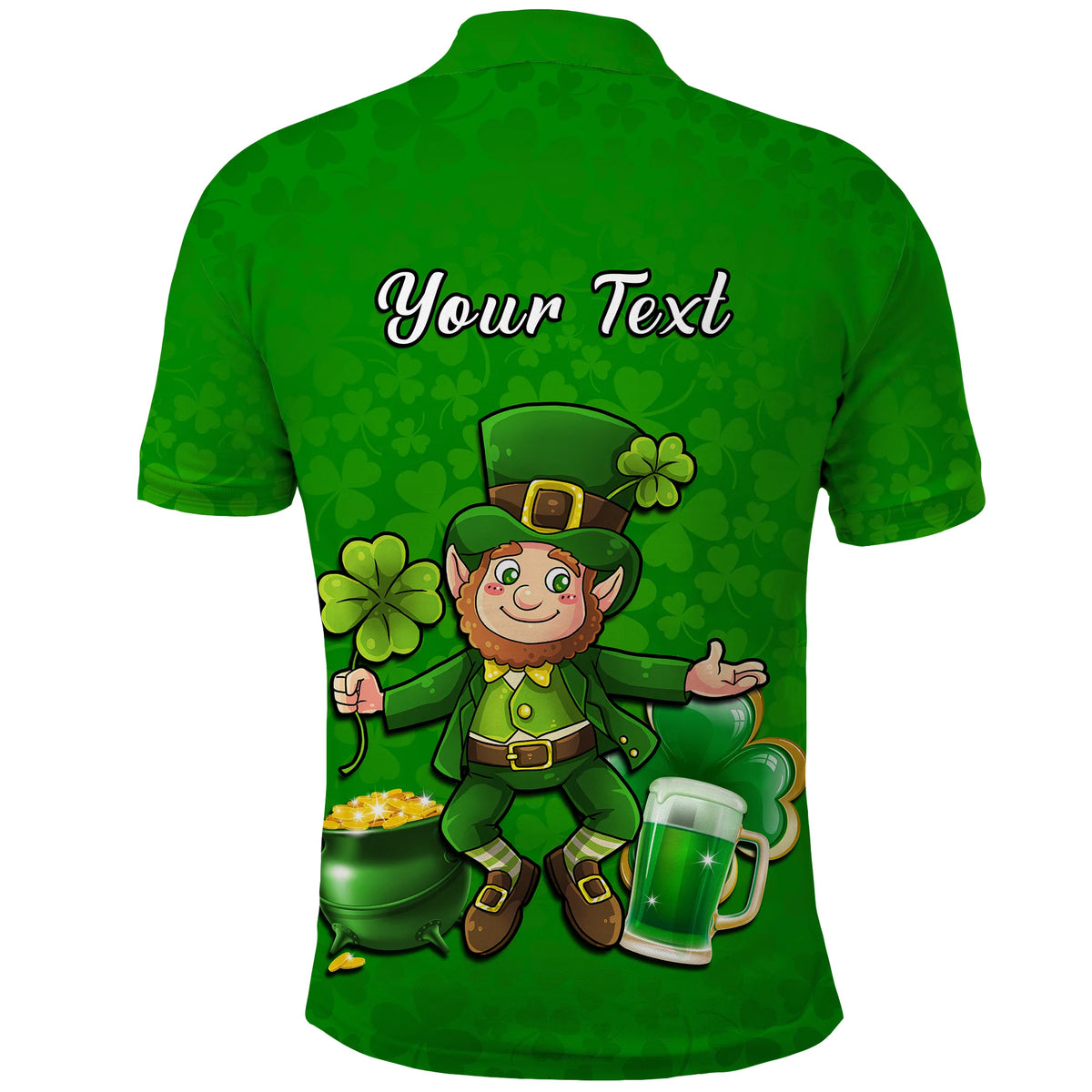 Custom Ireland Polo Shirt Saint Patricks Day Happy Leprechaun And Shamrock - Wonder Print Shop