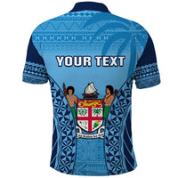 Custom Fiji University Polo Shirt National Fijian Tapa Pattern Blue - Wonder Print Shop