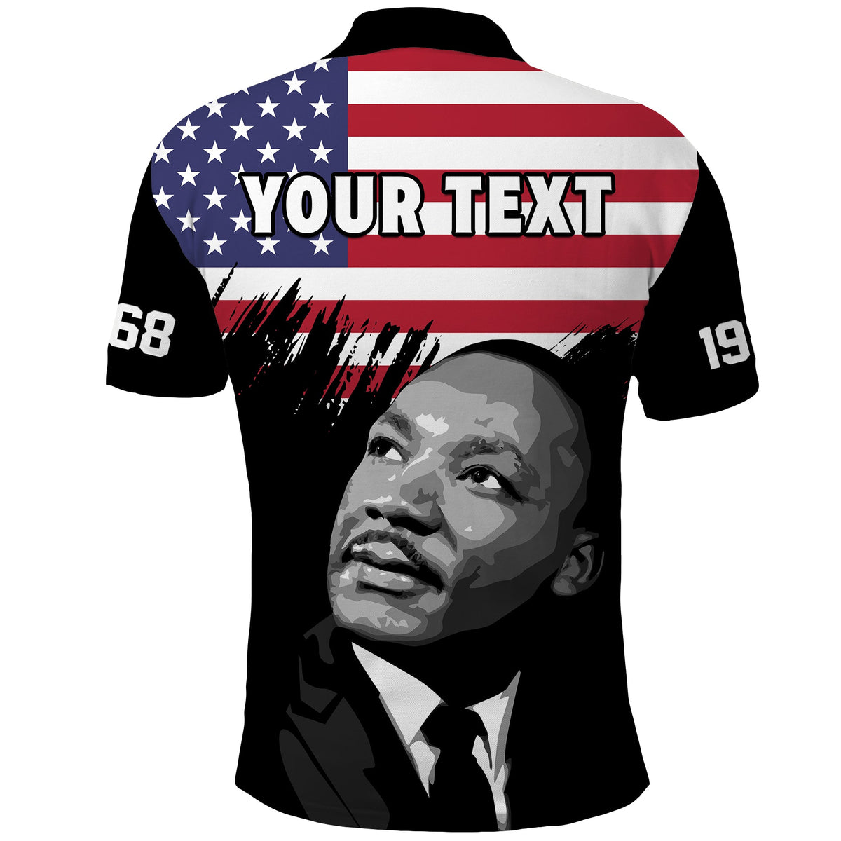 Custom United States Polo Shirt United States Happy MLK Day Flag Grunge Style - Wonder Print Shop