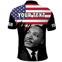 Custom United States Polo Shirt United States Happy MLK Day Flag Grunge Style - Wonder Print Shop