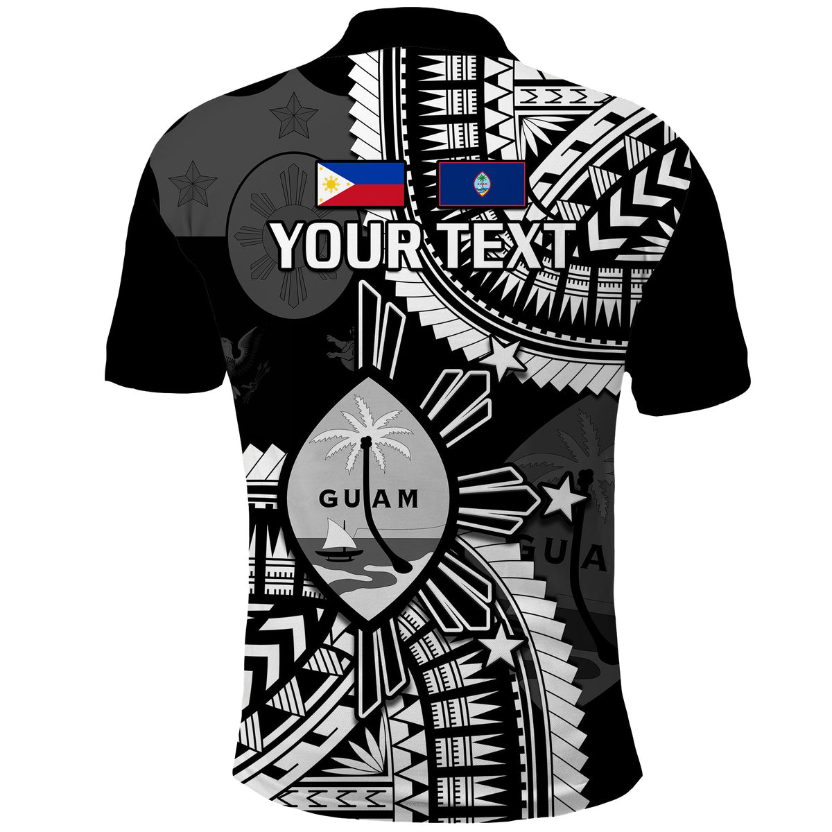 Custom Guam and Philippines Polo Shirt Guaman Filipinas Together Black - Wonder Print Shop