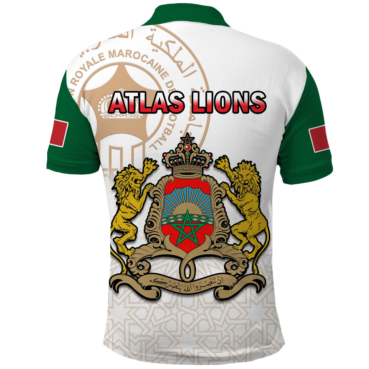 Morocco Football Polo Shirt Atlas Lions White Football 2022 - Wonder Print Shop